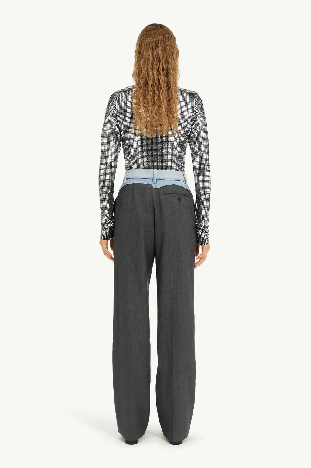 Tailored Trousers With Denim Waistband
