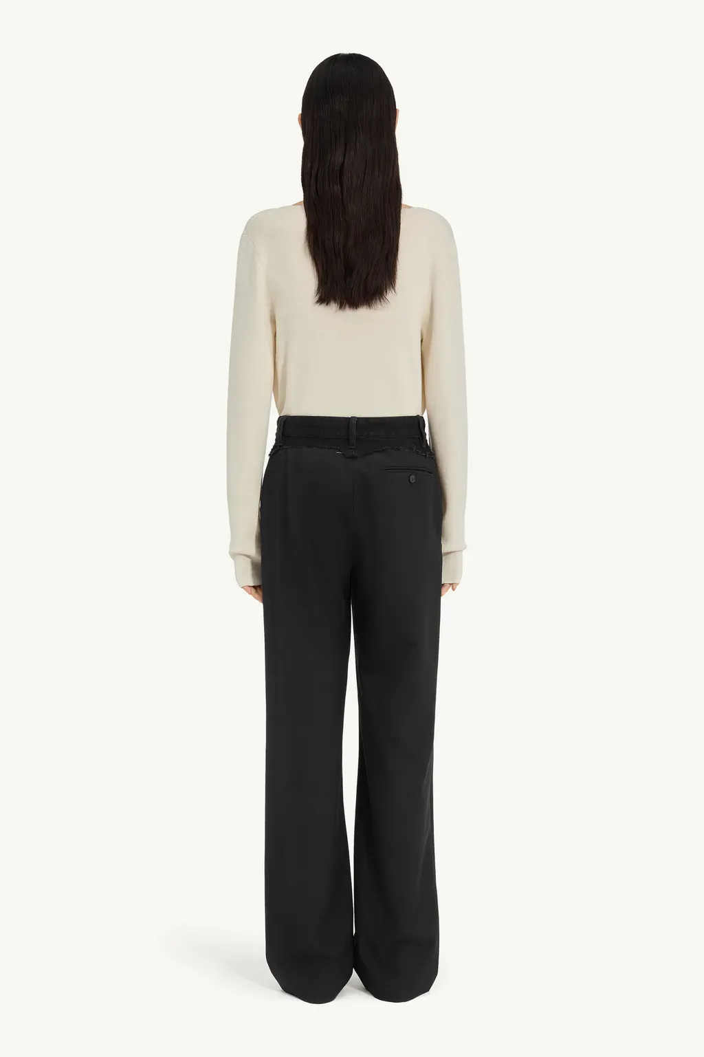 Tailored Trousers With Denim Waistband