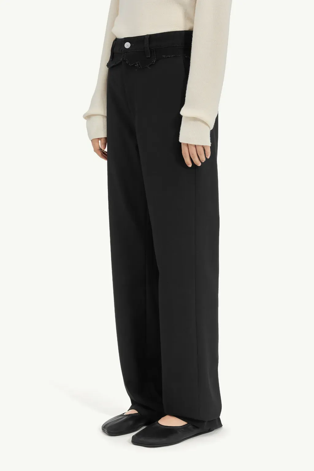 Tailored Trousers With Denim Waistband