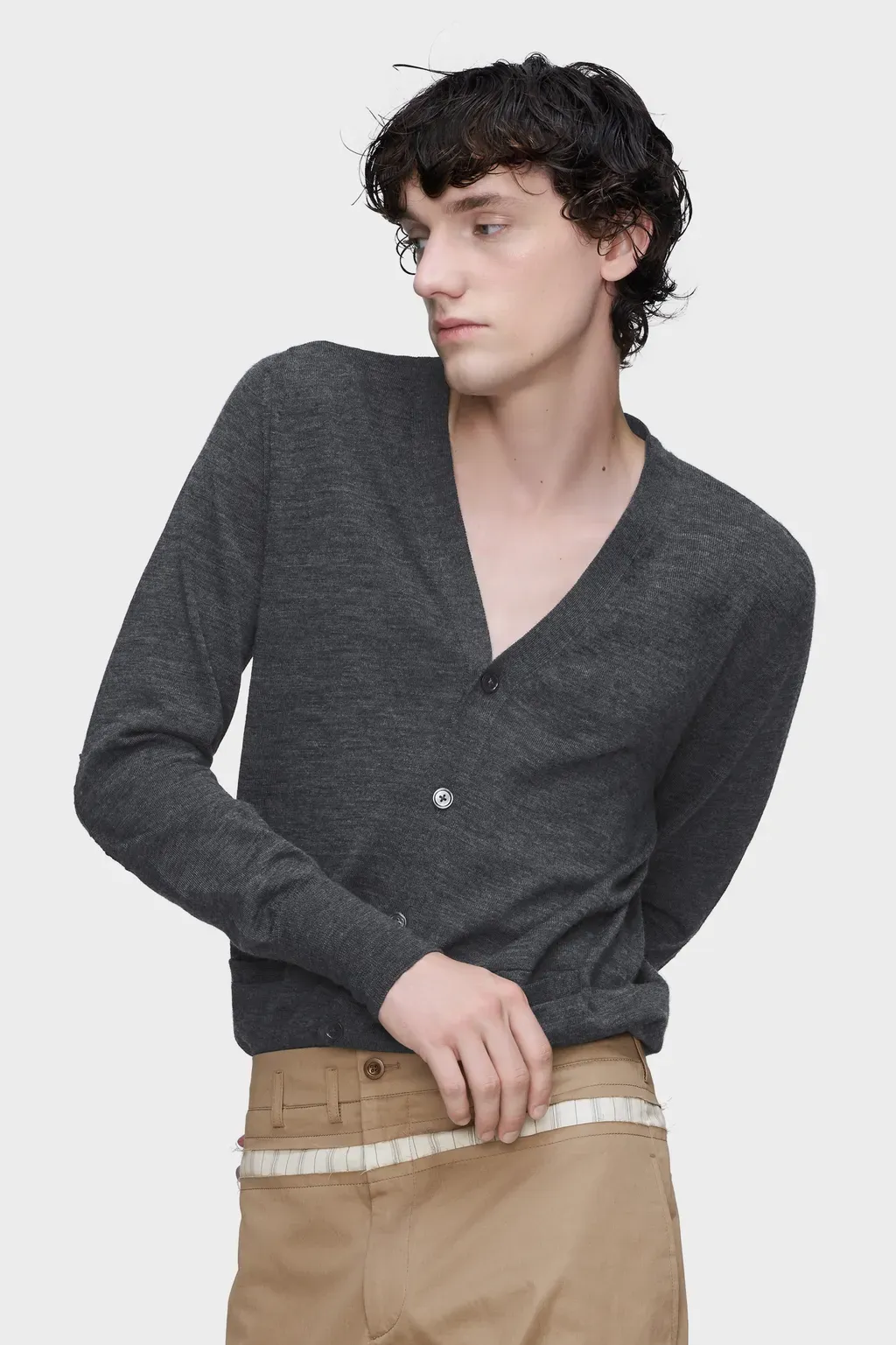 Wool-Blend V-Neck Cardigan