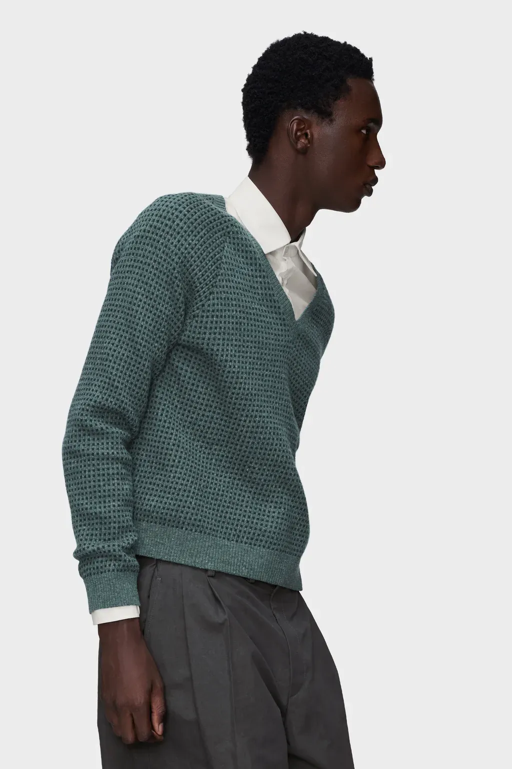Wool-Blend V-Neck Sweater