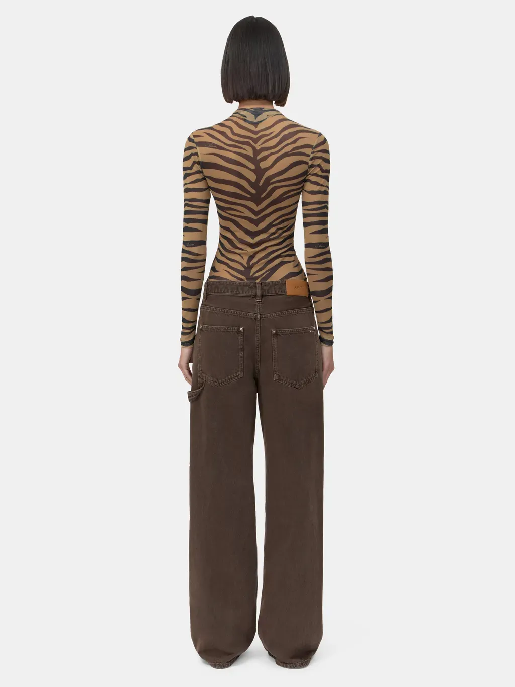 Women - Zebra Long Sleeve Top - Dark Brown