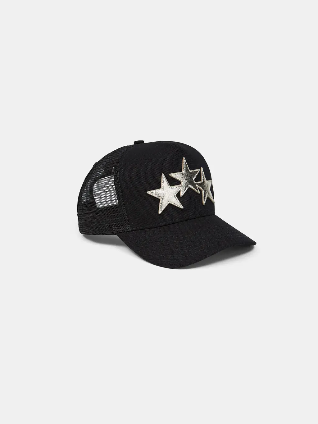 3 Star Metallic Trucker Hat - Black/Silver
