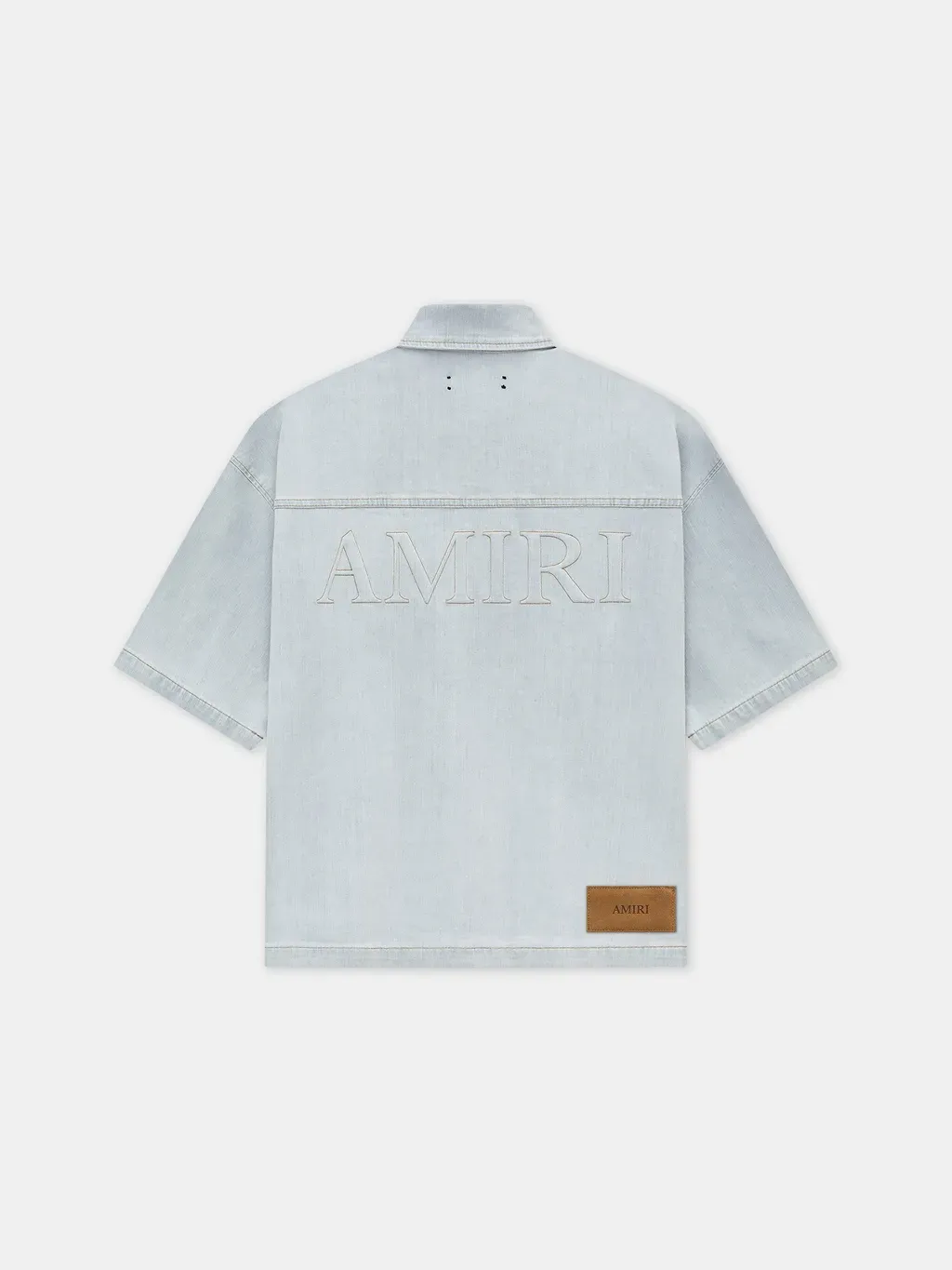 Amiri 3D Short Sleeve Snap Shirt - Light Indigo