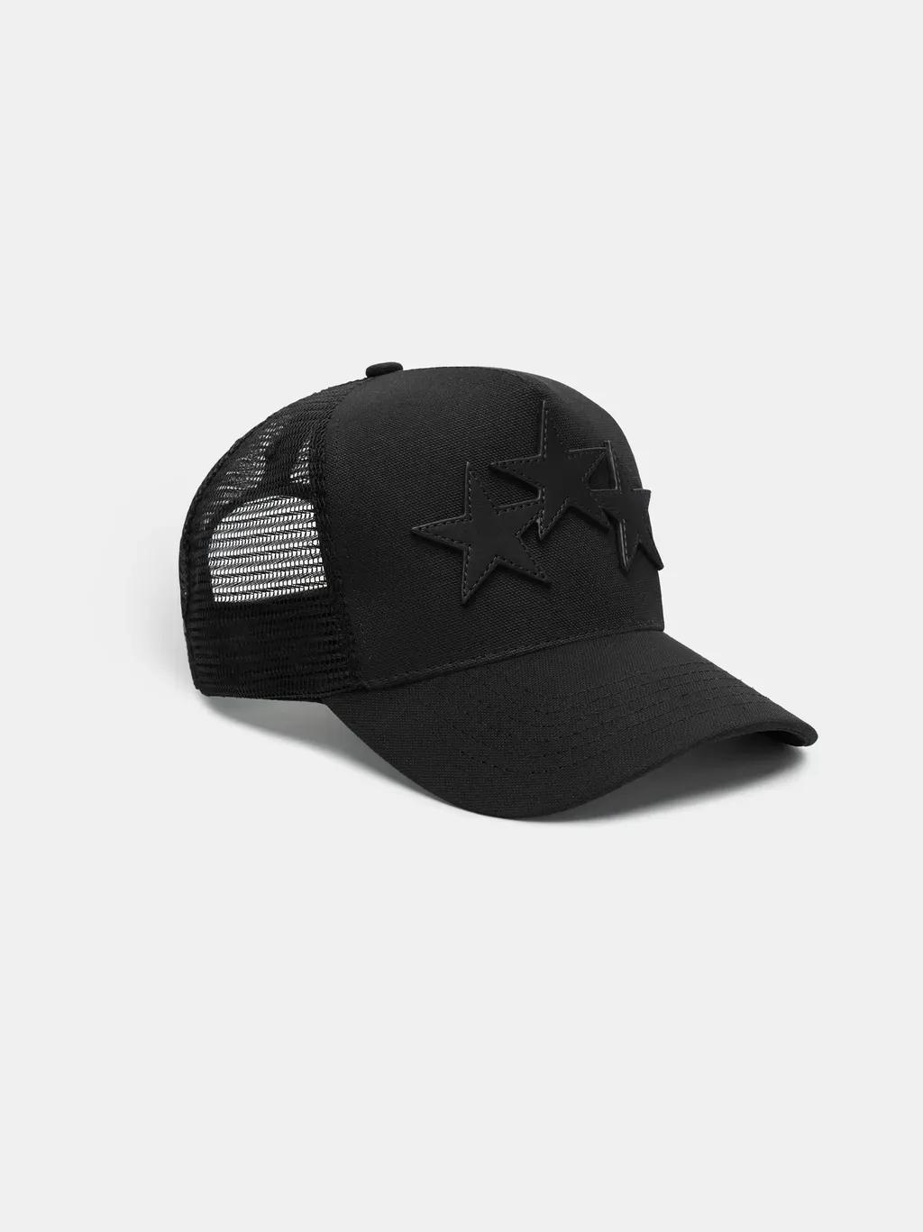 3 Star Trucker Hat - Black Black