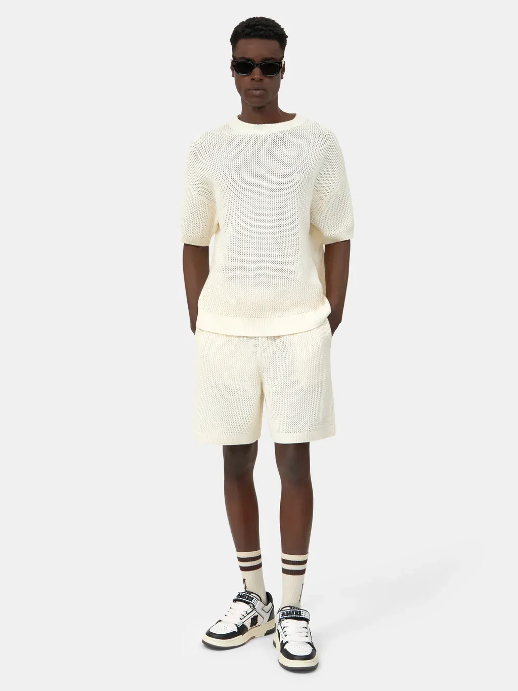 Amiri Crochet Mesh Tshirt - Ivory