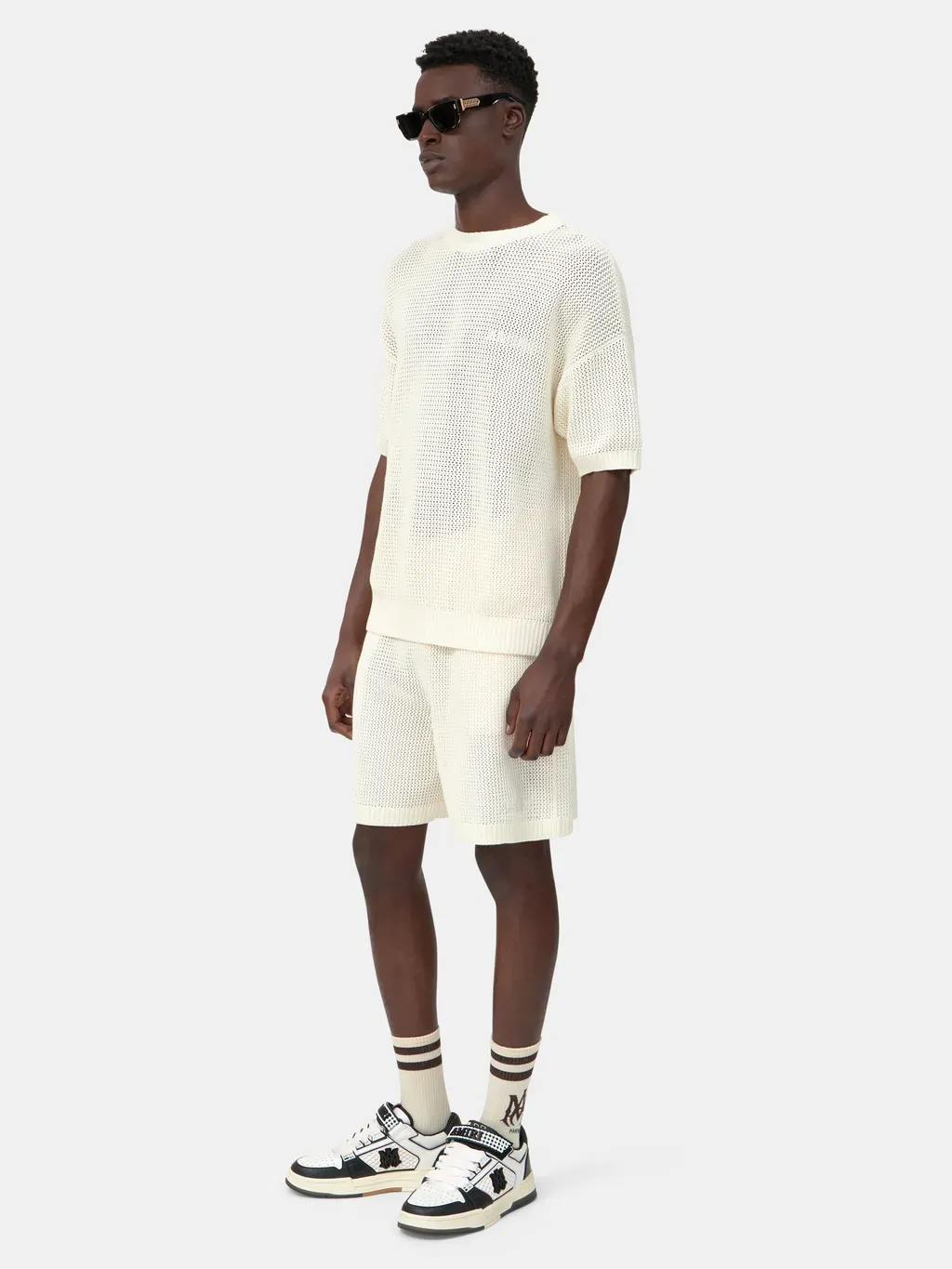 Amiri Crochet Mesh Tshirt - Ivory