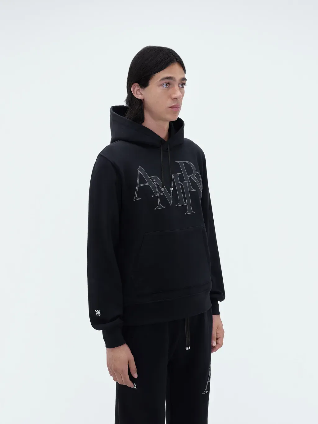 Amiri Staggered Logo Hoodie - Black