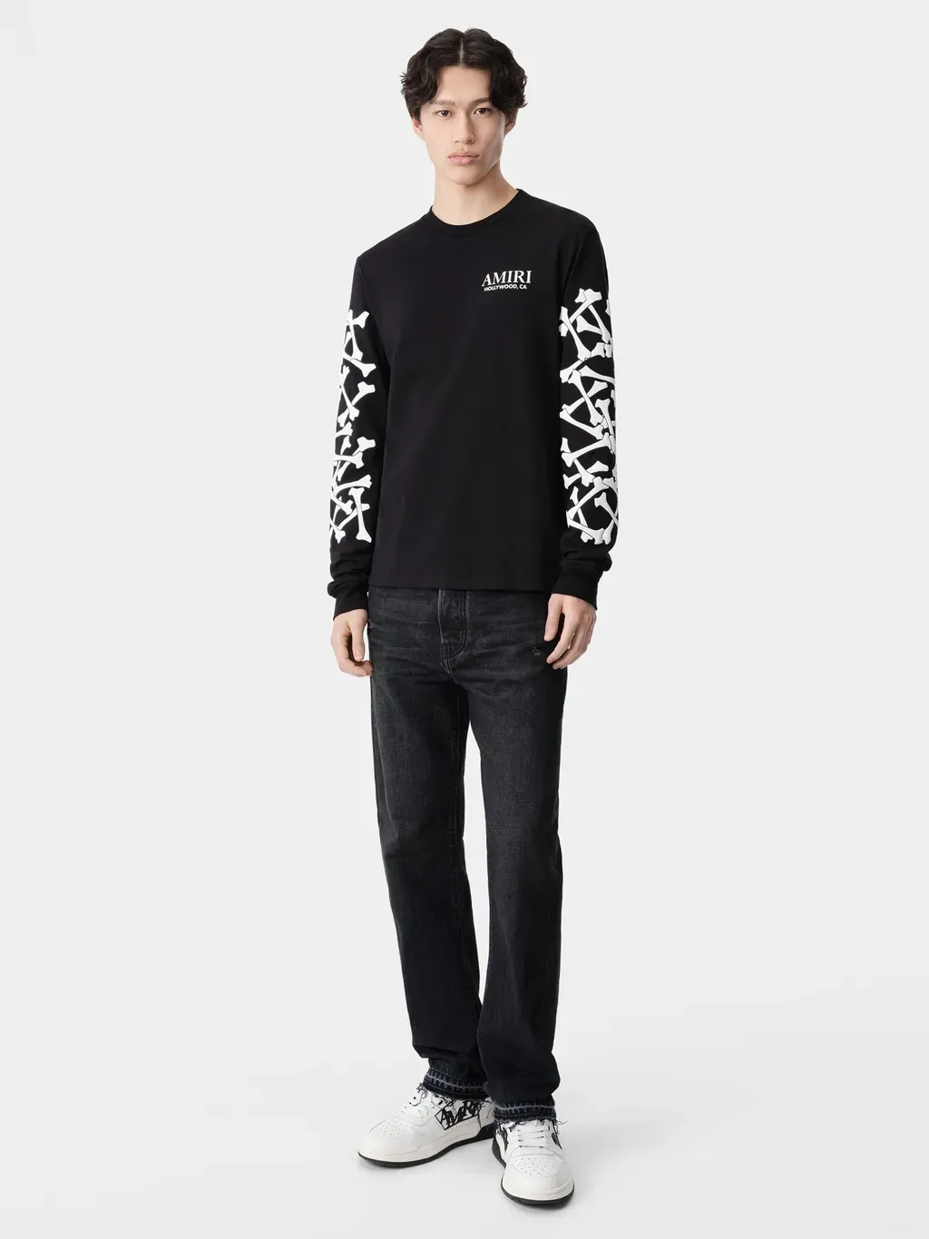 Bones Stacked Long Sleeve Tee - Black
