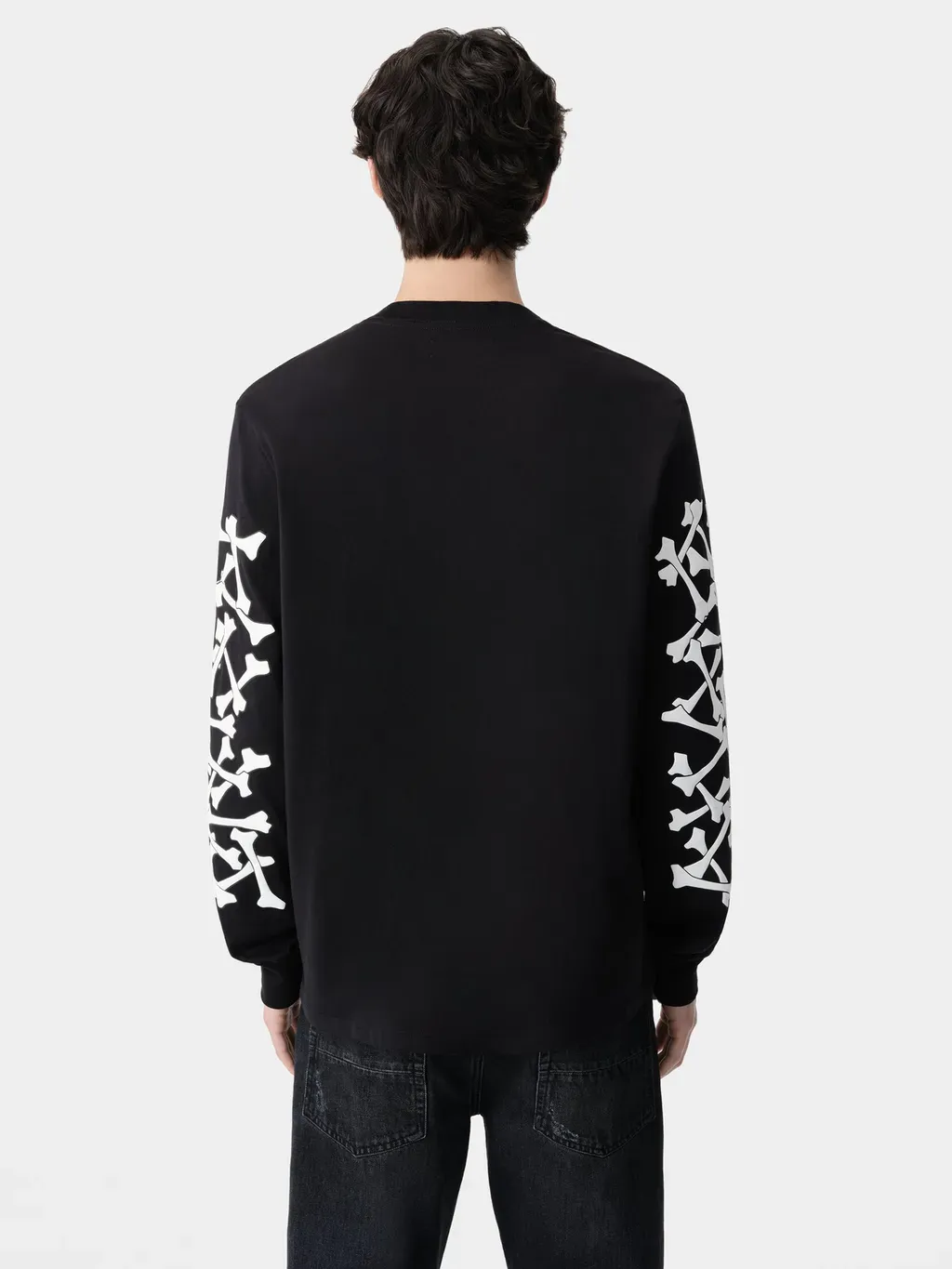 Bones Stacked Long Sleeve Tee - Black