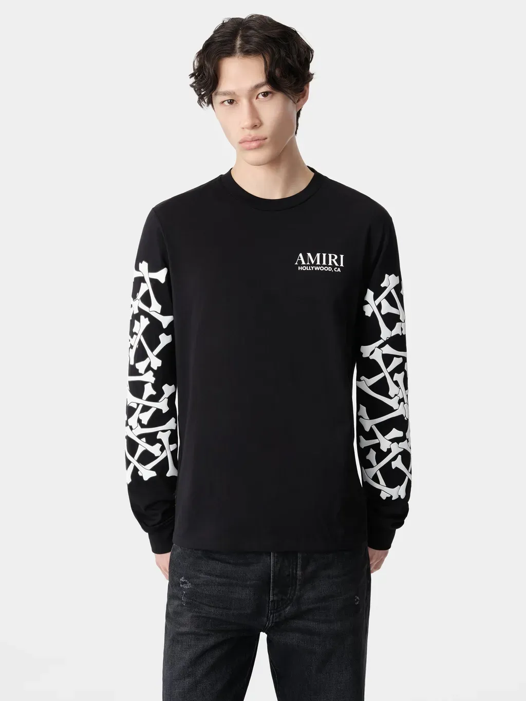 Bones Stacked Long Sleeve Tee - Black