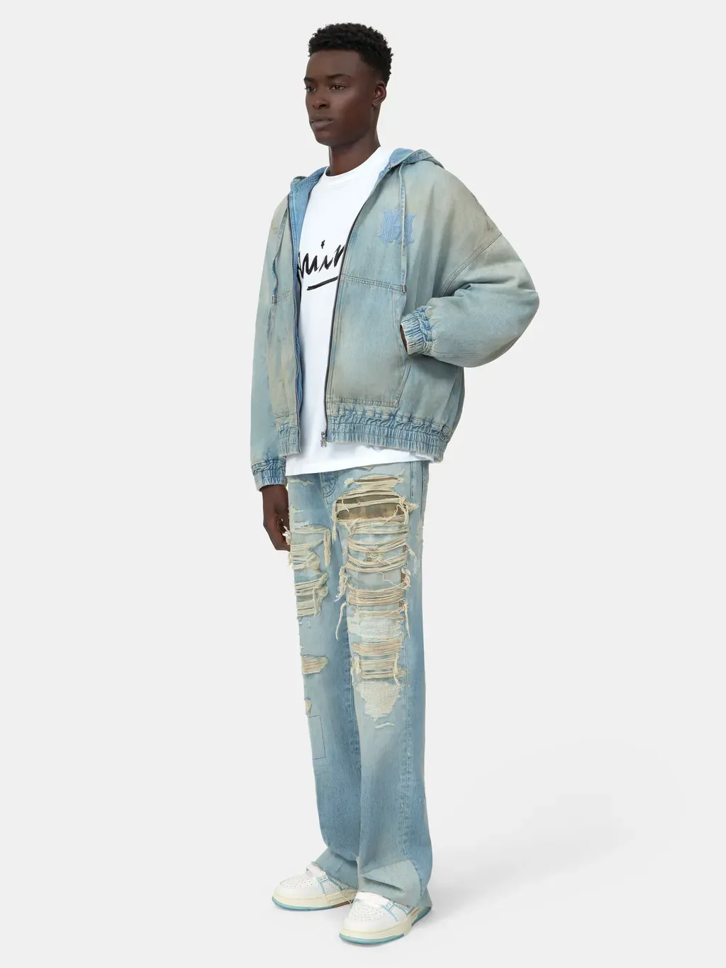 Camo Repair Boot Cut Jean - Mist Indigo