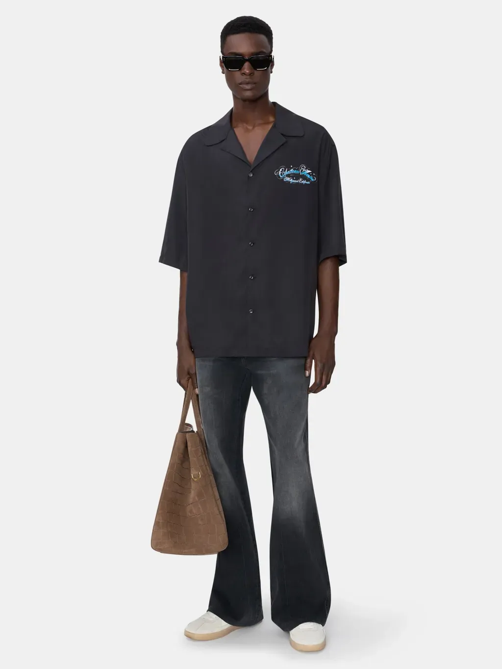 Chateau Script Camp Shirt - Black