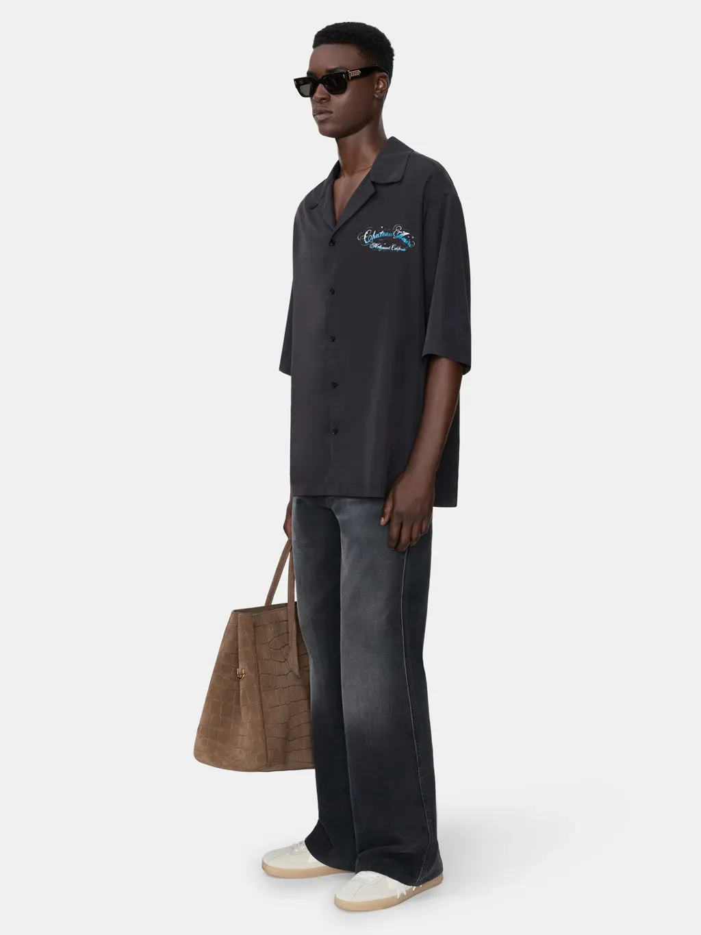 Chateau Script Camp Shirt - Black