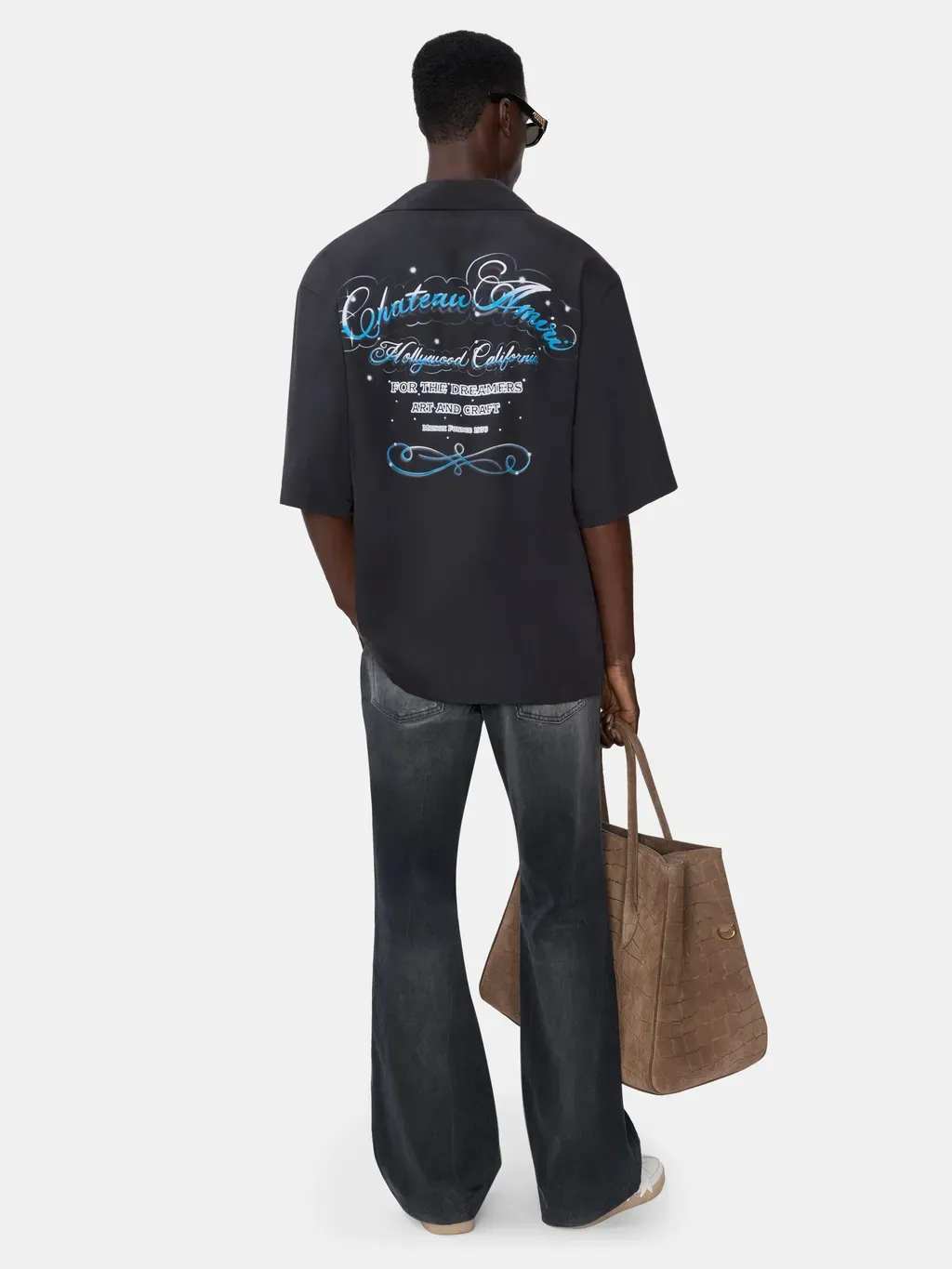 Chateau Script Camp Shirt - Black