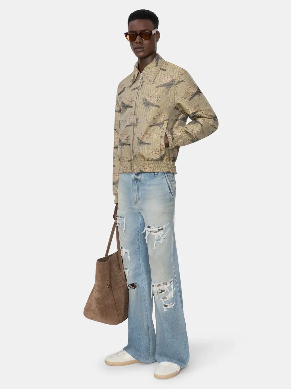 Checkered Repair Bootcut Jean - Aged Indigo