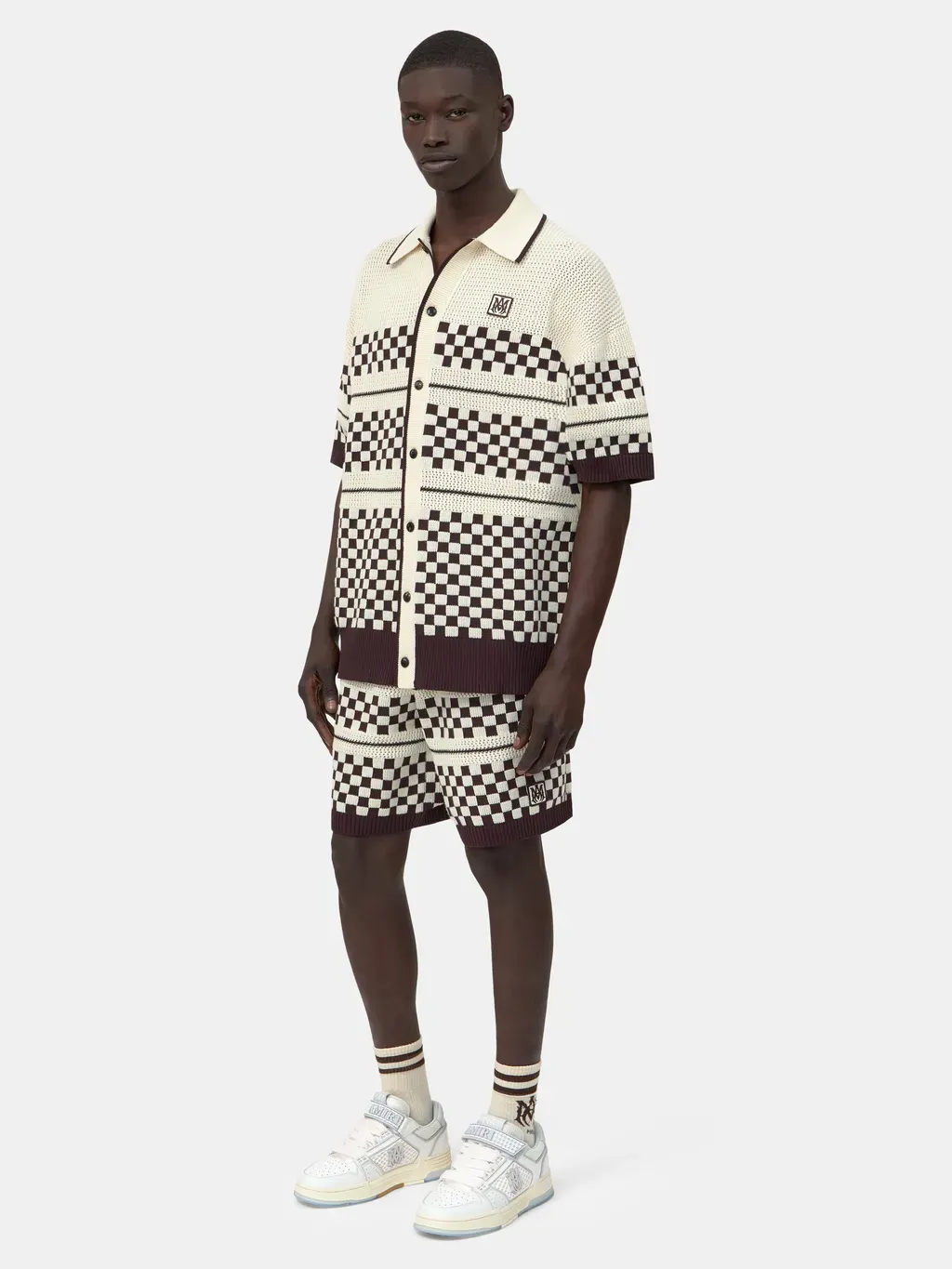 Checkered Mesh Shirt - Alabaster