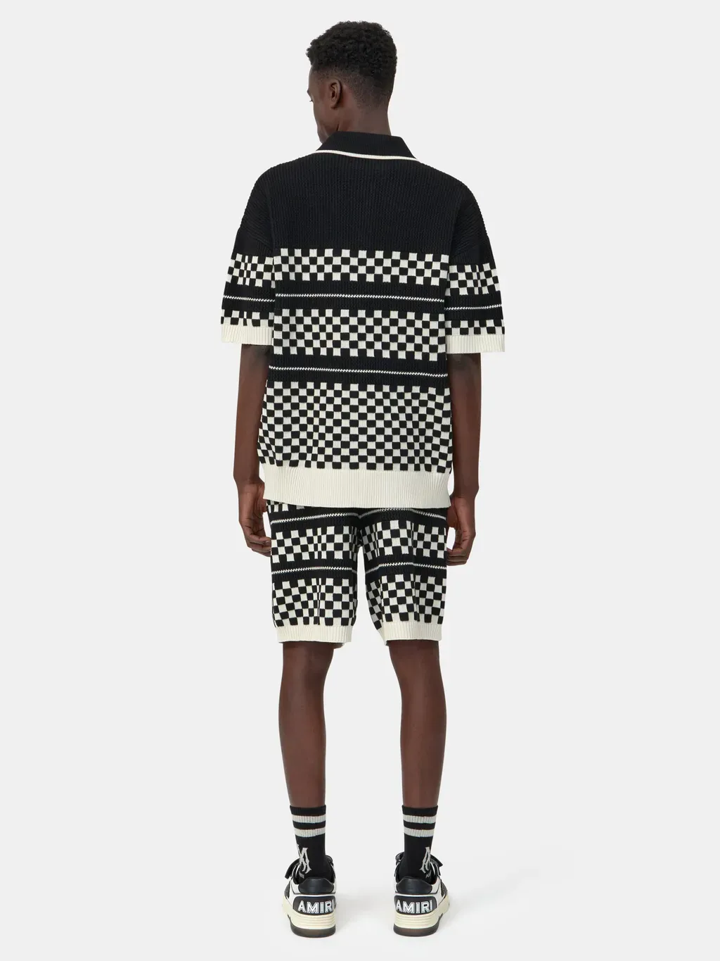 Checkered Mesh Shirt - Black
