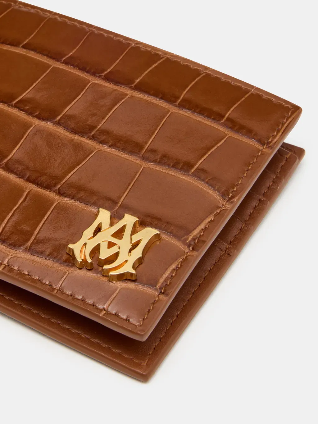 Croc Embossed Bifold - Malt