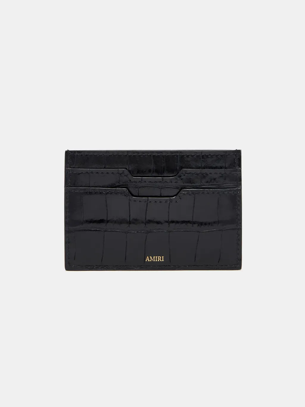 Croc Embossed Card Holder - Black