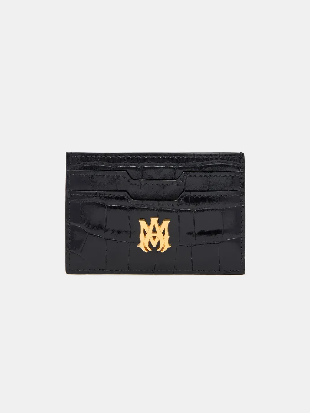 Croc Embossed Card Holder - Black