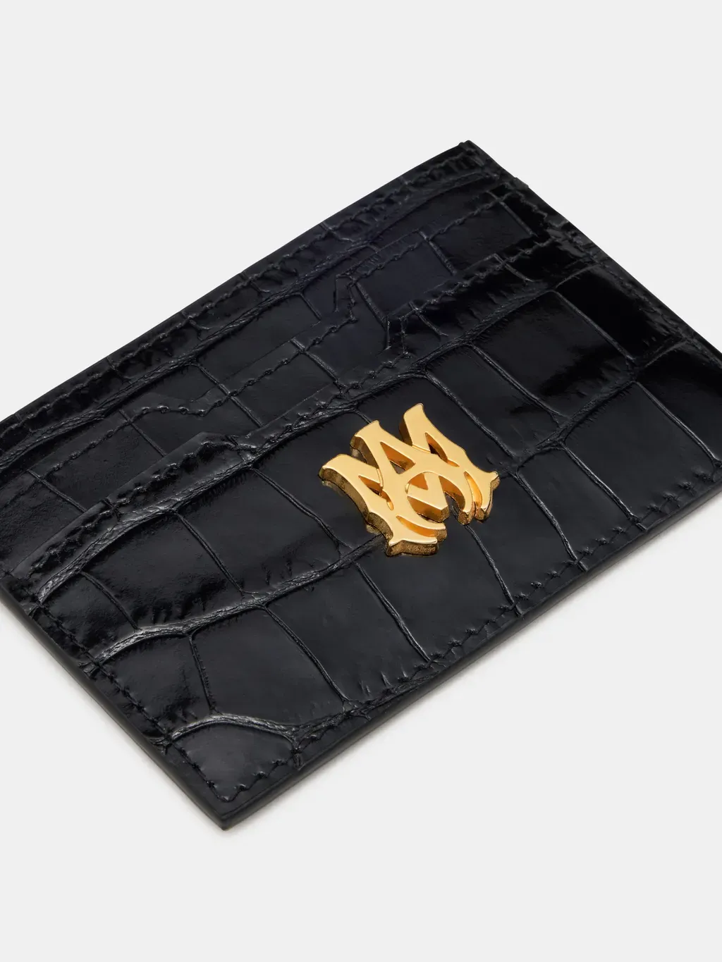 Croc Embossed Card Holder - Black