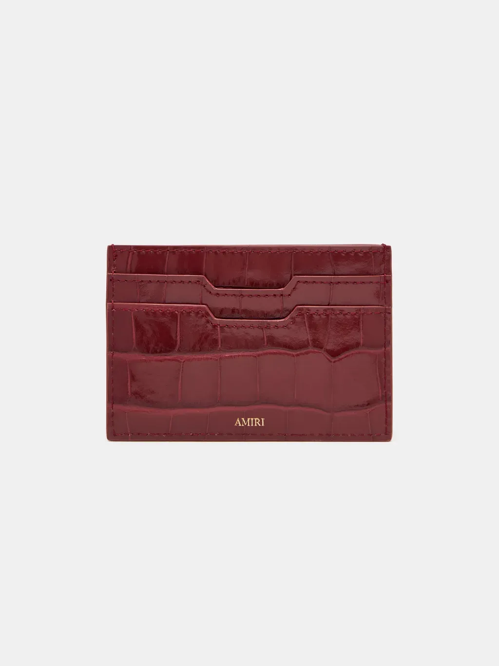 Croc Embossed Card Holder - Wine
