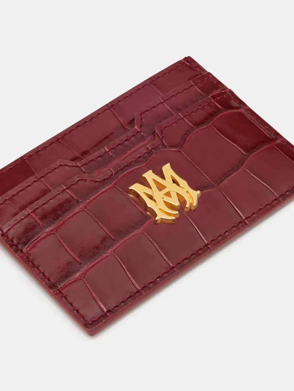 Croc Embossed Card Holder - Wine