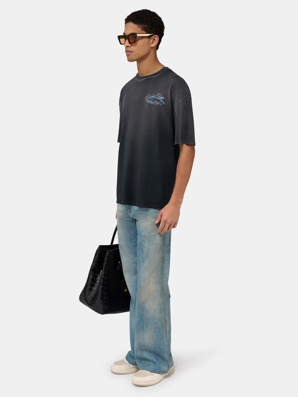 Crystal Chateau Script Oversized Tee - Black