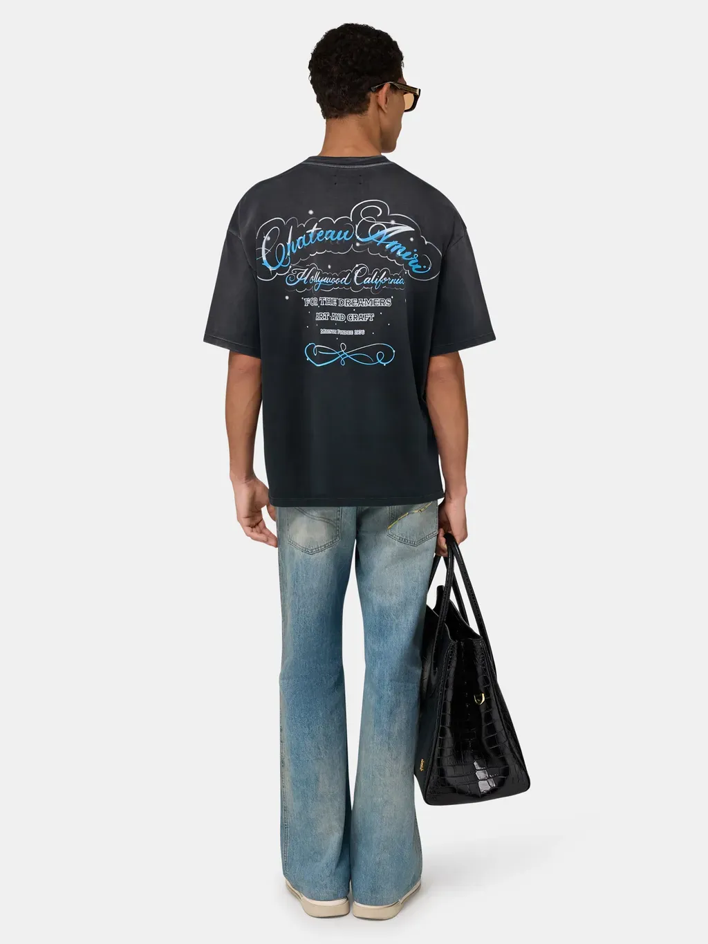 Crystal Chateau Script Oversized Tee - Black