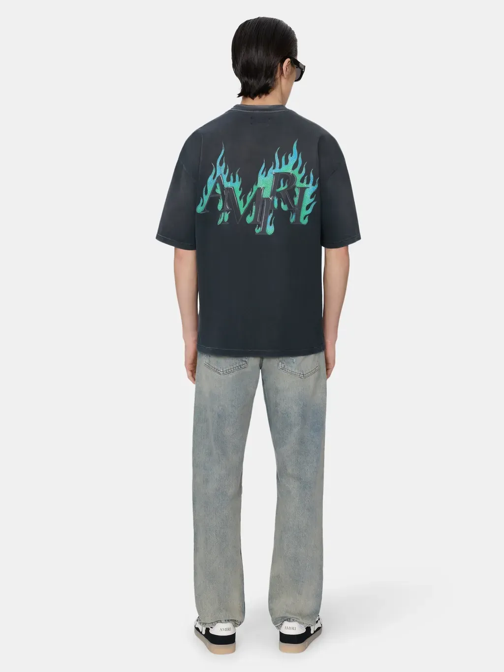 Crystal Amiri Flames Oversized Tee - Black