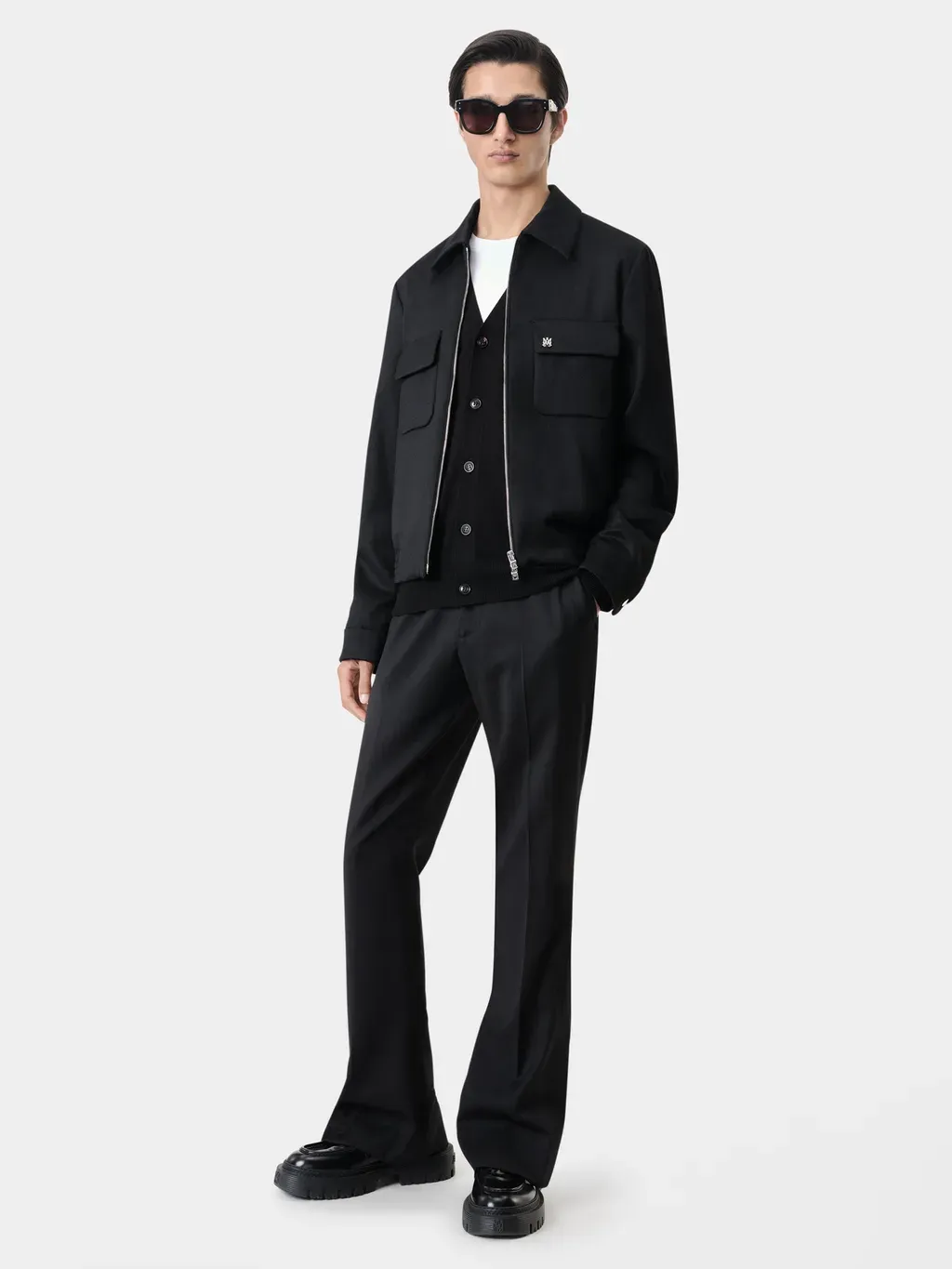 Double Pocket Zip Blouson-Black