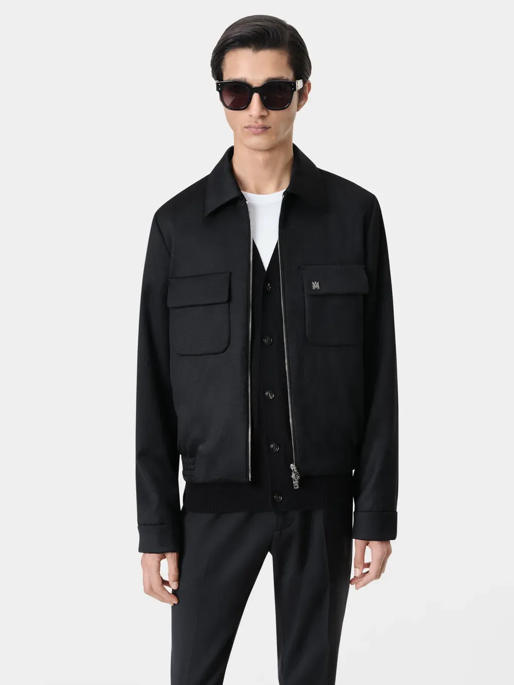 Double Pocket Zip Blouson-Black