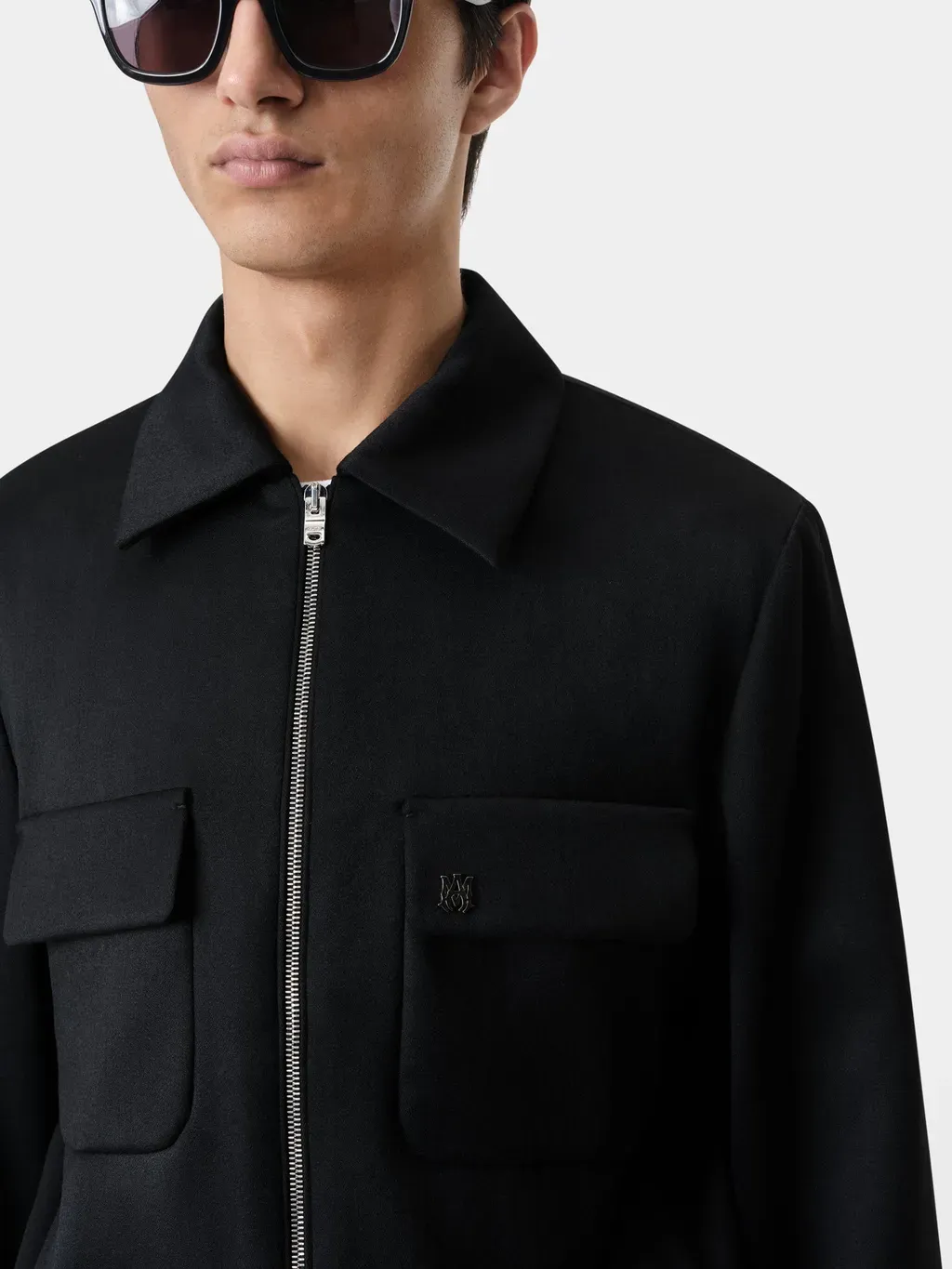 Double Pocket Zip Blouson-Black