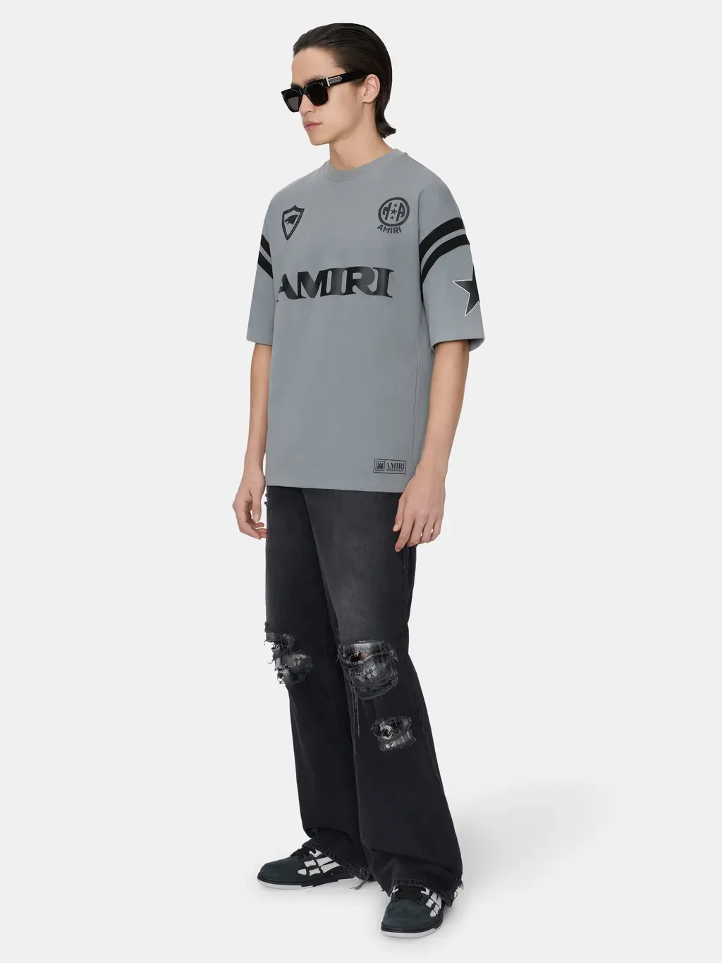 Flannel Repair Baggy Jean - Steel Black