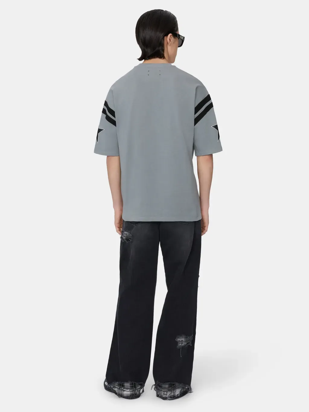 Flannel Repair Baggy Jean - Steel Black