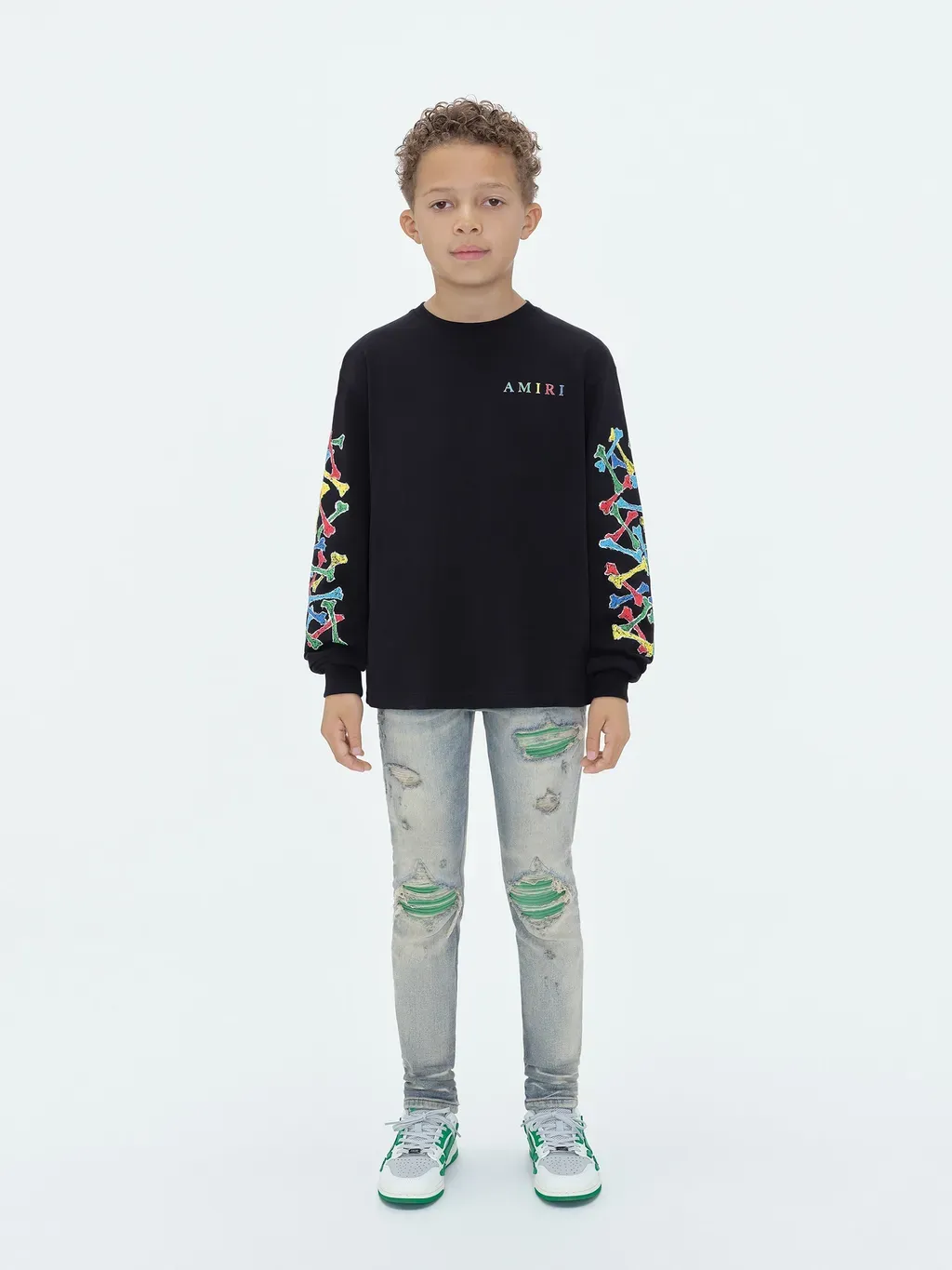 Kids - Amiri Bones Scribble Long Sleeve Tee - Black