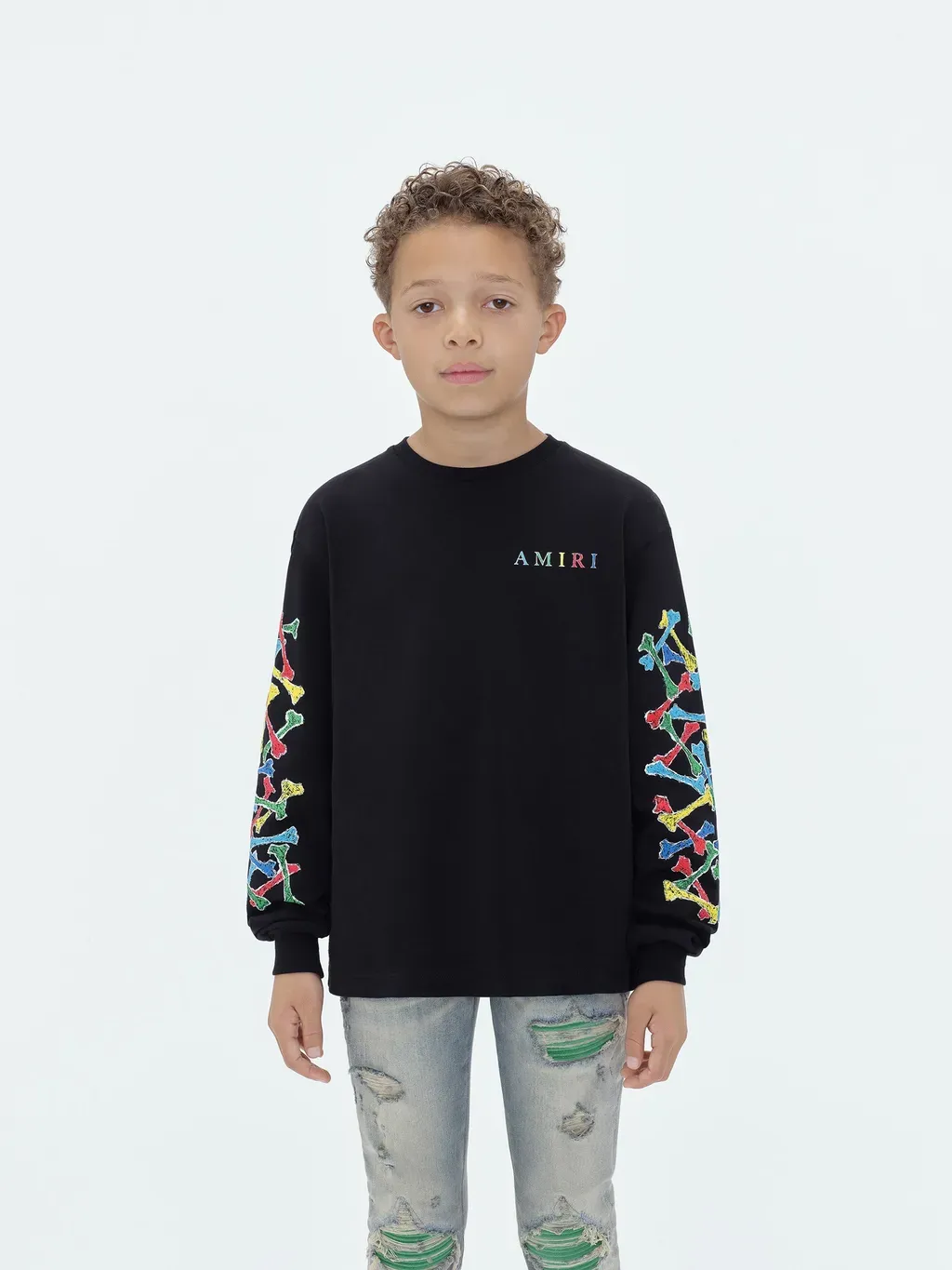 Kids - Amiri Bones Scribble Long Sleeve Tee - Black