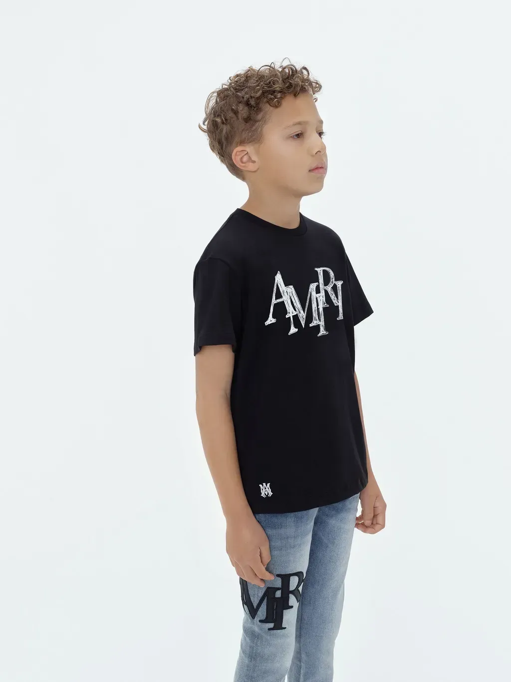 Kids - Amiri Staggered Scribble Tee - Black