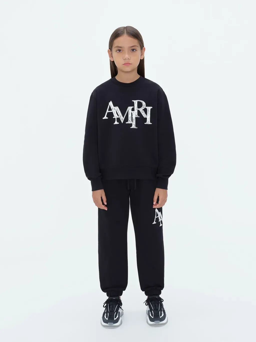 Kids - Amiri Staggered Scribble Crewneck - Black