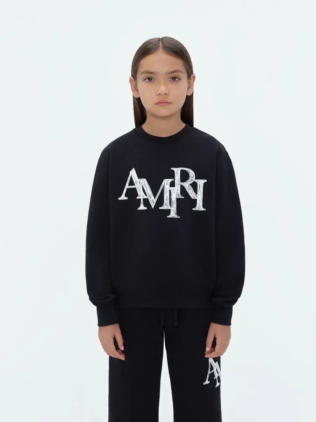 Kids - Amiri Staggered Scribble Crewneck - Black