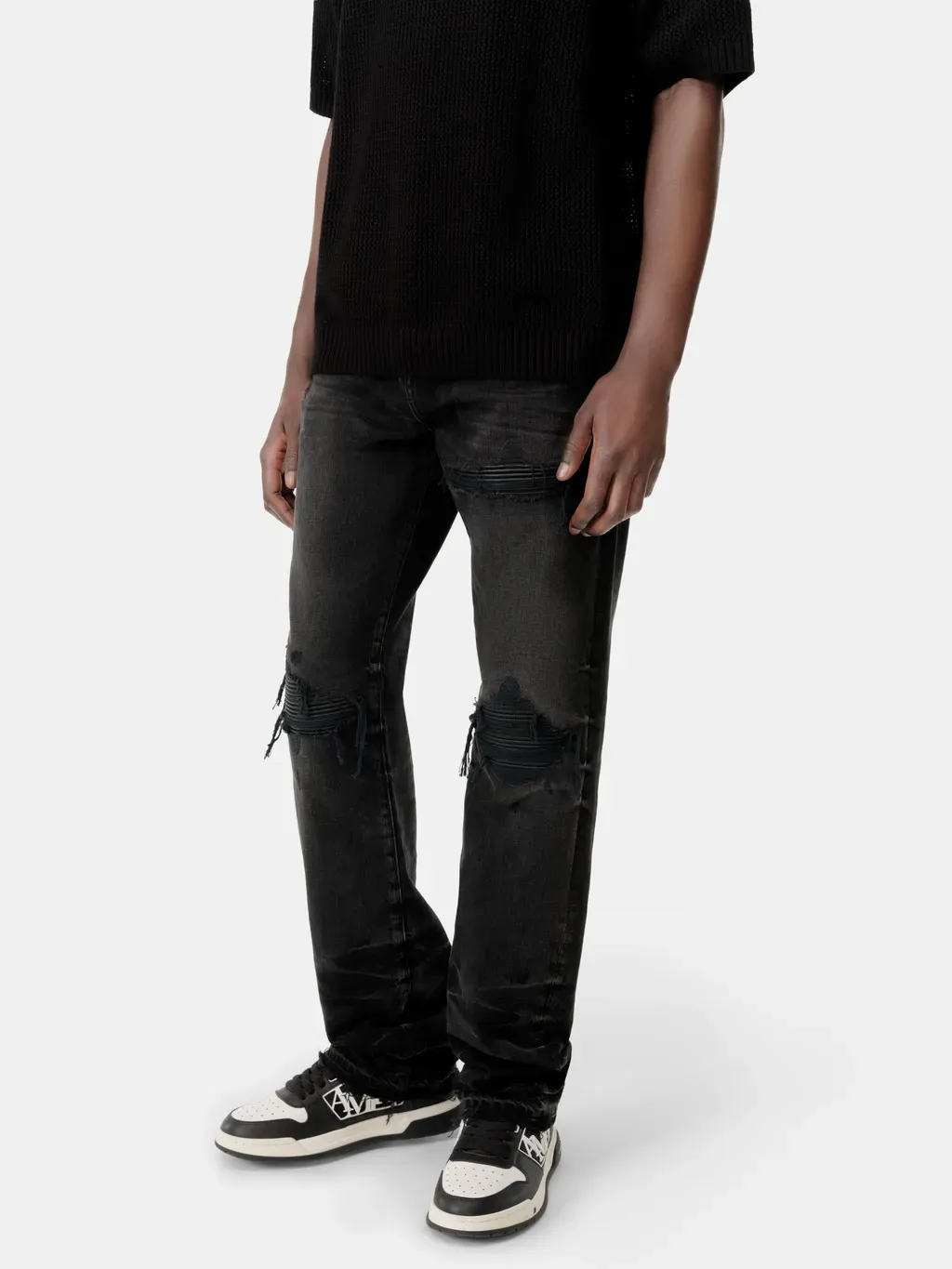 Leather Straight Mx1 Jean - Vintage Black