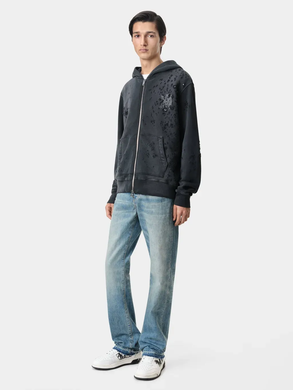 Ma Logo Shotgun Zip Hoodie - Faded Black