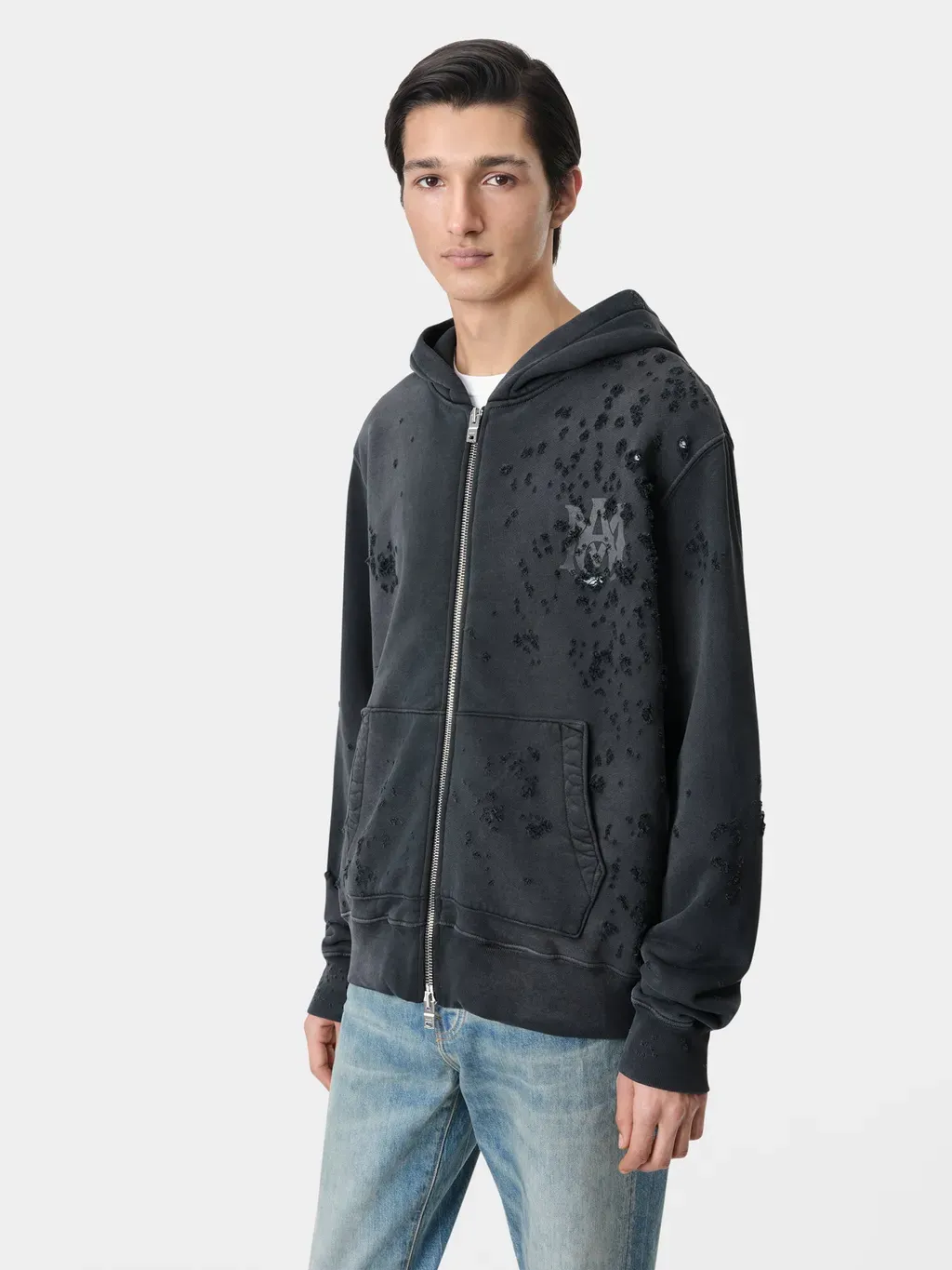 Ma Logo Shotgun Zip Hoodie - Faded Black