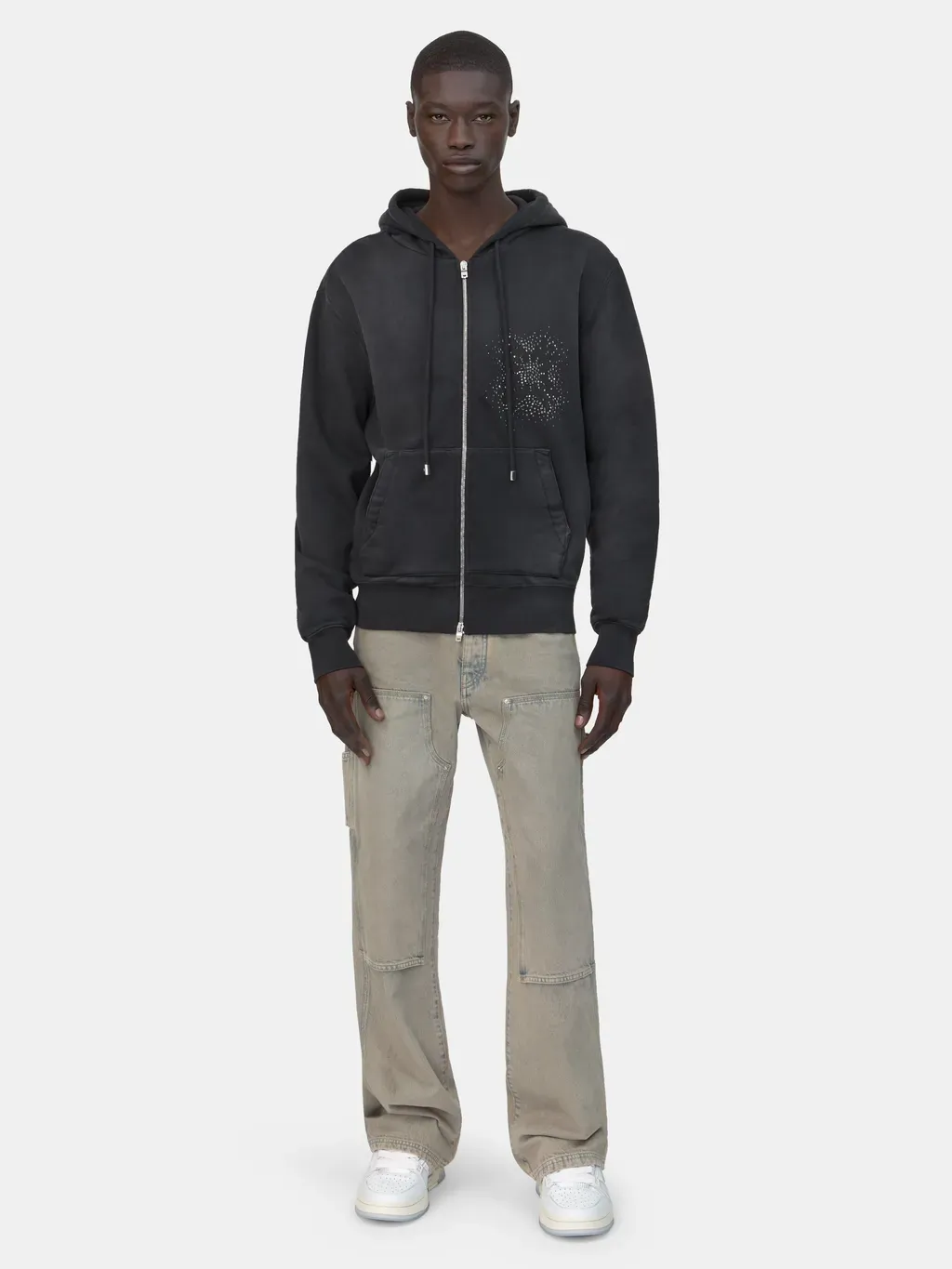 Ma Quad Crystal Zip Hoodie - Black