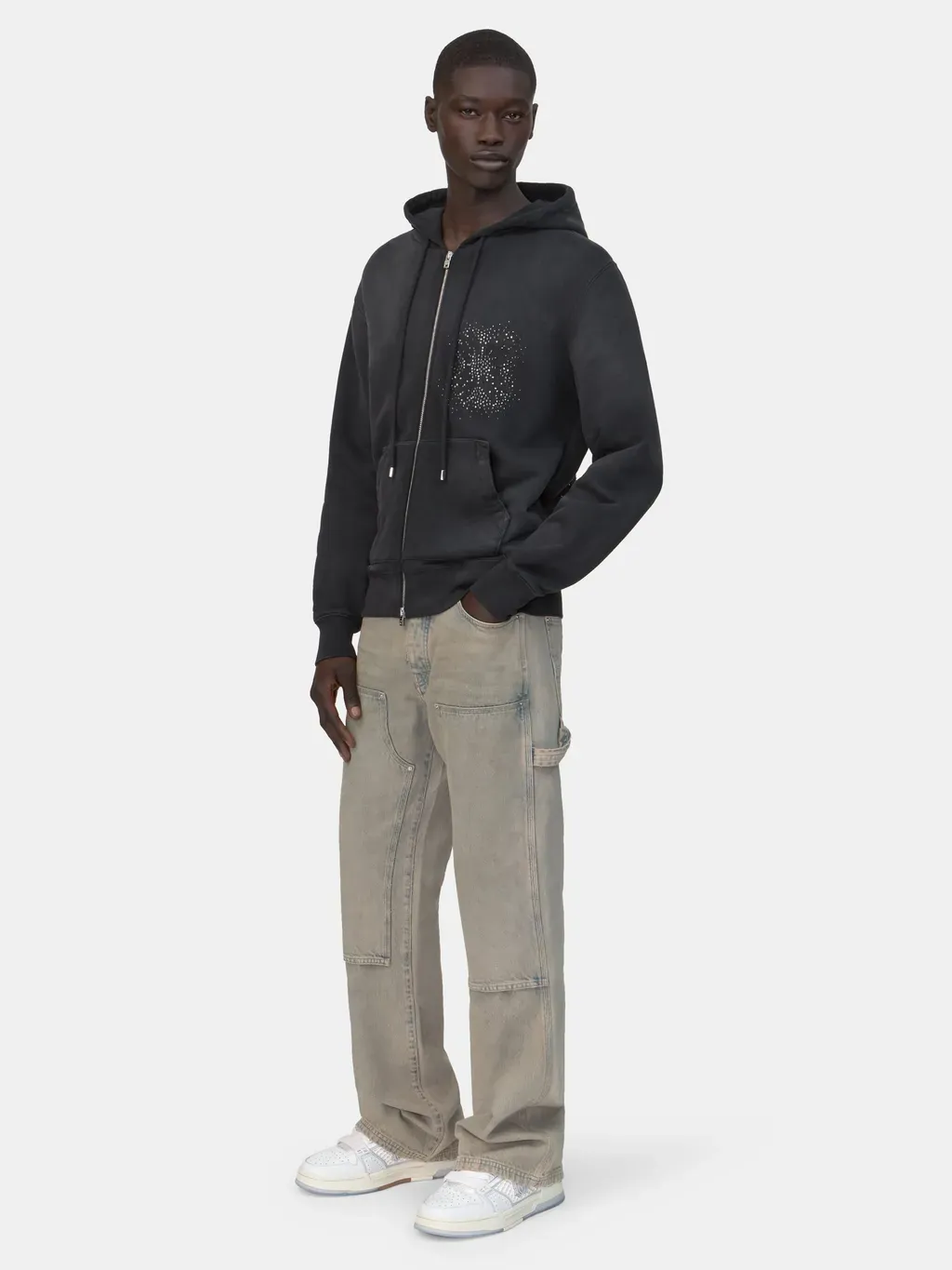 Ma Quad Crystal Zip Hoodie - Black