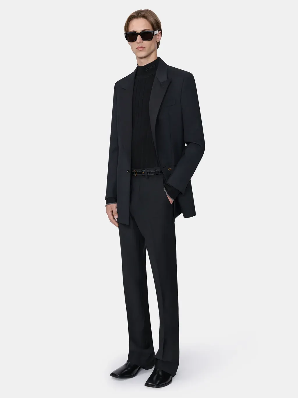 Single-Breasted Tuxedo Jacket - Black