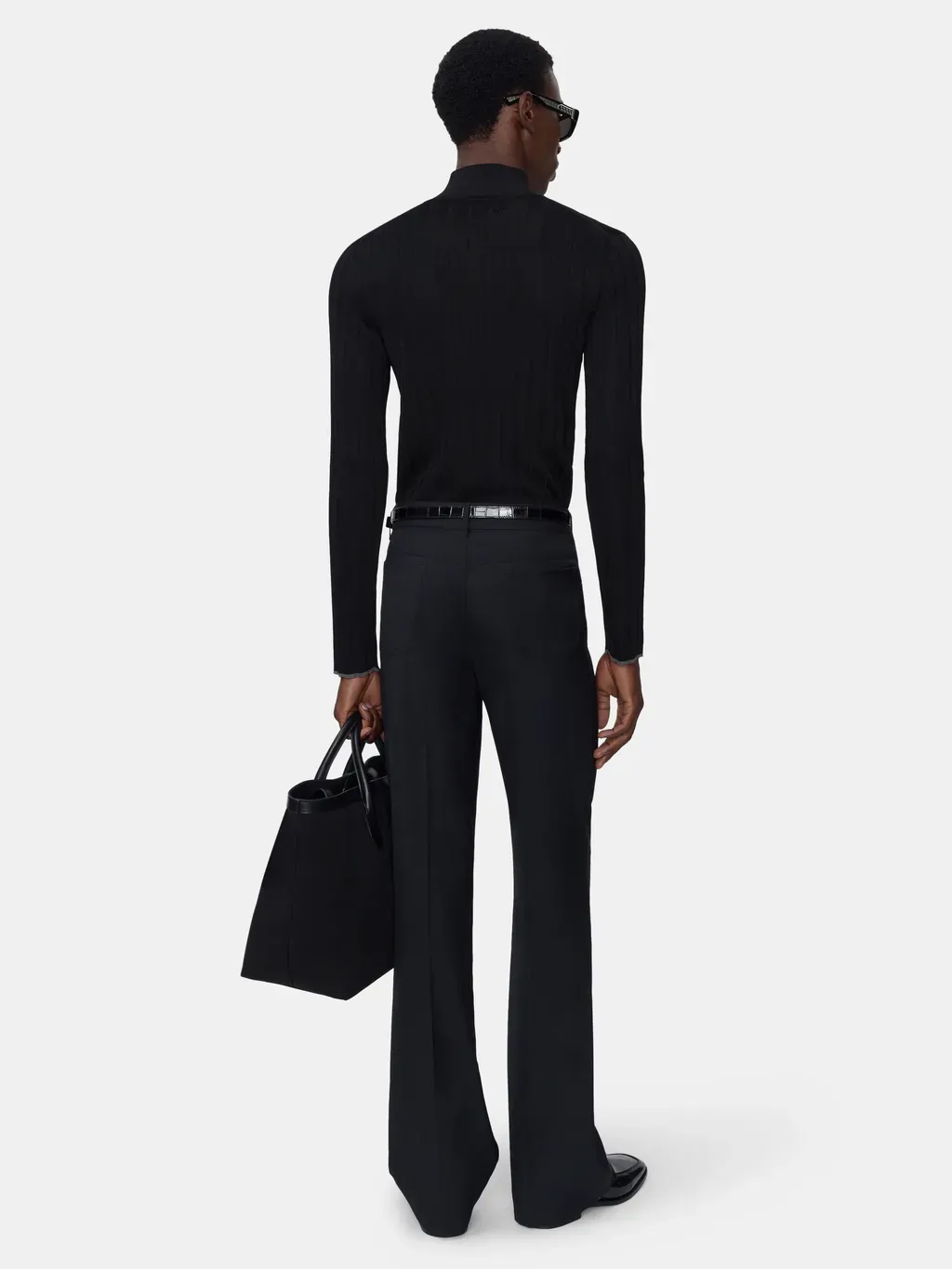 Script Mock Neck Sweater - Black