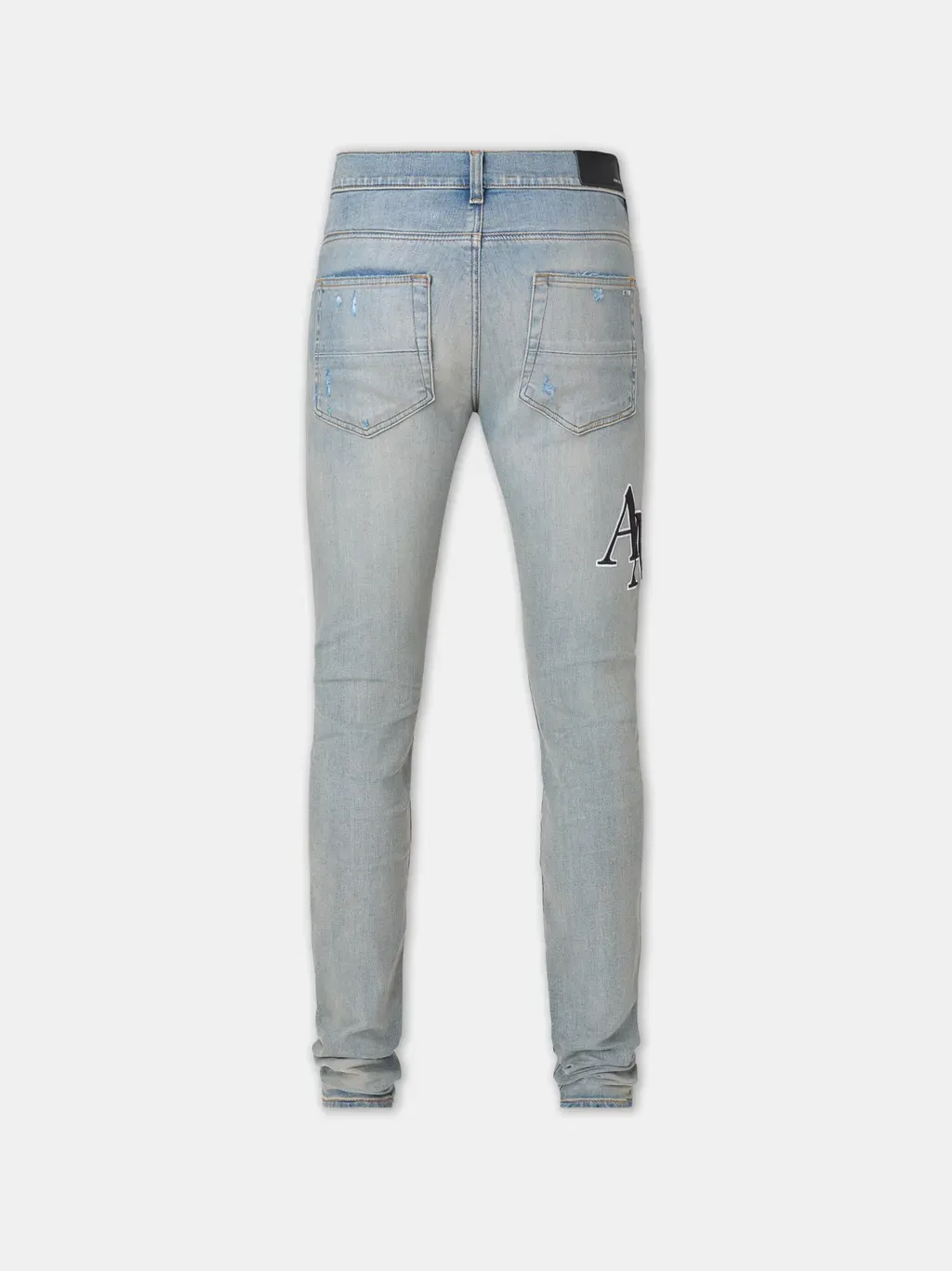 Staggered Embroidered Logo Jean - Antique Indigo