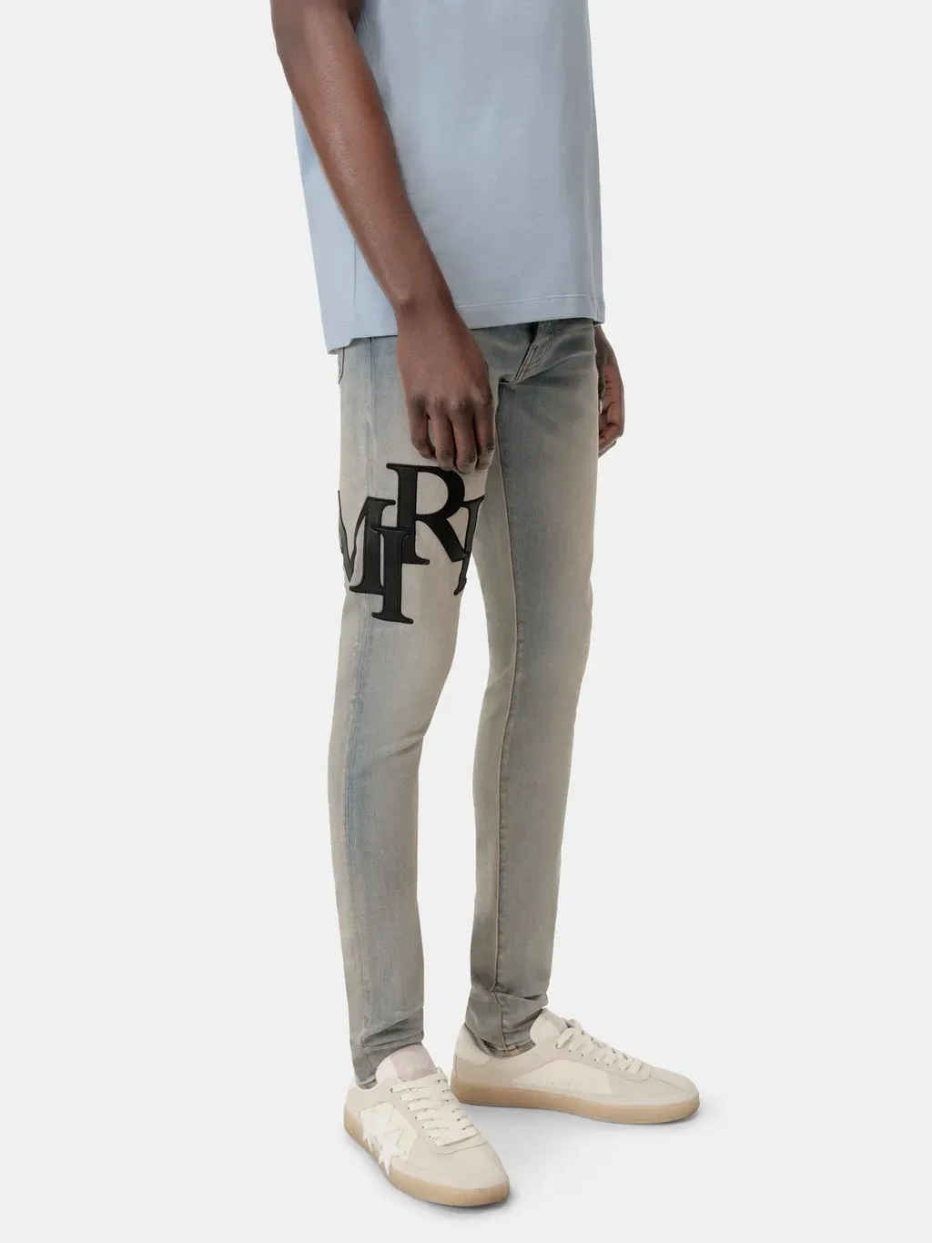 Staggered Logo Skinny Jean - Antique Indigo